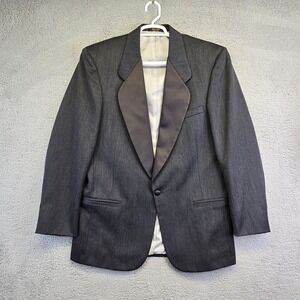 Pierre Cardin Tuxedo Men's 42‎ Long Gray Satin Trim Sports Coat READ Suit Jacket